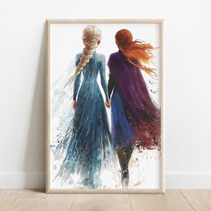 Elsa & Anna, Vintage Frozen Fairytale Wall Art | Printable Digital Download