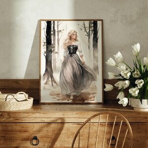 Sleeping Beauty Fairytale Wall Art, Briar Rose Portrait | Princess Aurora Printable | Digital Download image 6