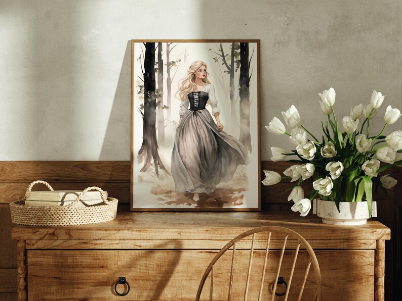 Sleeping Beauty Fairytale Wall Art, Briar Rose Portrait | Princess Aurora Printable | Digital Download image 6