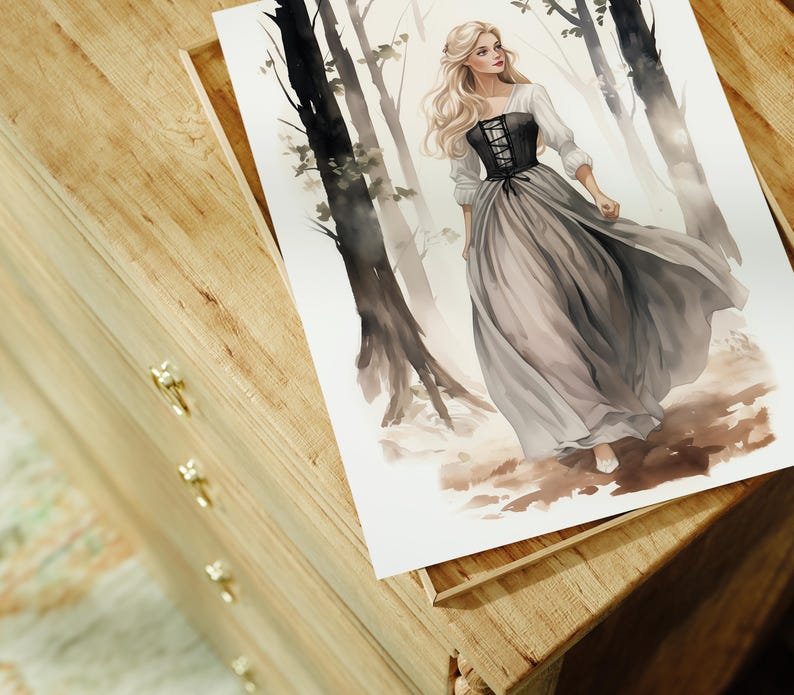 Sleeping Beauty Fairytale Wall Art, Briar Rose Portrait | Princess Aurora Printable | Digital Download image 4
