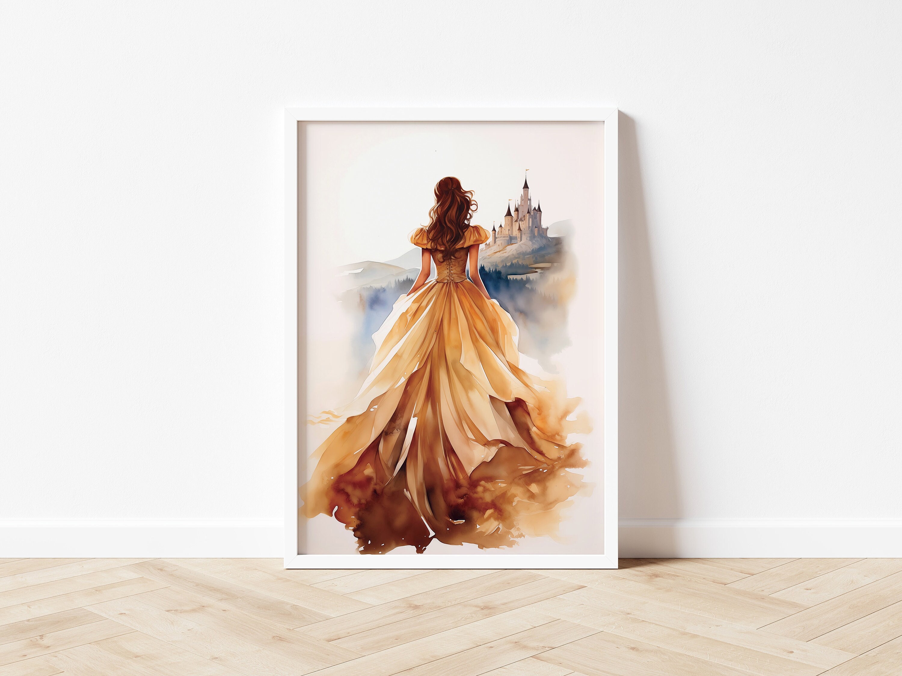 Belle Beauty &amp; the Beast Castle Vintage Fairytale Illustration Digital ...