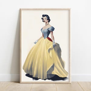 Snow White, Reimagined | 1940s Glam Princess Portrait Print | Vintage Fairytale Wall Art | Instant Digital Download in 5 Printable Ratios