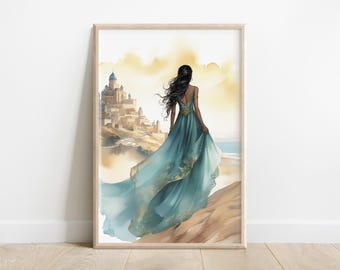 Jasmin et son palais | Décoration murale princesse de conte de fées d'Aladdin | Téléchargement numérique imprimable
