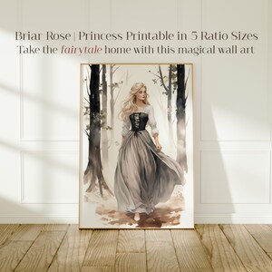 Sleeping Beauty Fairytale Wall Art, Briar Rose Portrait | Princess Aurora Printable | Digital Download image 2