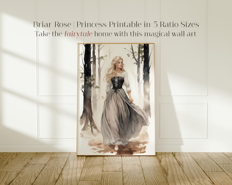 Sleeping Beauty Fairytale Wall Art, Briar Rose Portrait | Princess Aurora Printable | Digital Download image 2