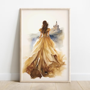 Château de la Belle et la Bête | Impression de conte de fées La Belle et la Bête | Art mural princesse vintage | Téléchargement numérique instantané dans 5 dimensions