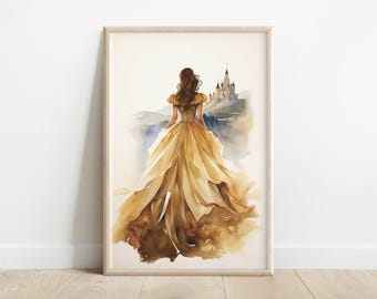 Belle & the Beast’s Castle | Beauty and the Beast Fairytale Print | Vintage Princess Wall Art | Instant Digital Download in 5 Ratio Sizes