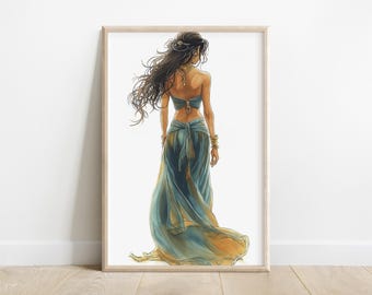 Princess Jasmine Portrait: Fairytale Princess, Aladdin Wall Art (Digital Download)