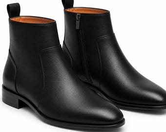 Men's Black Suede Leather Ankle Boots: Italian Style Dress Wedding Shoes
