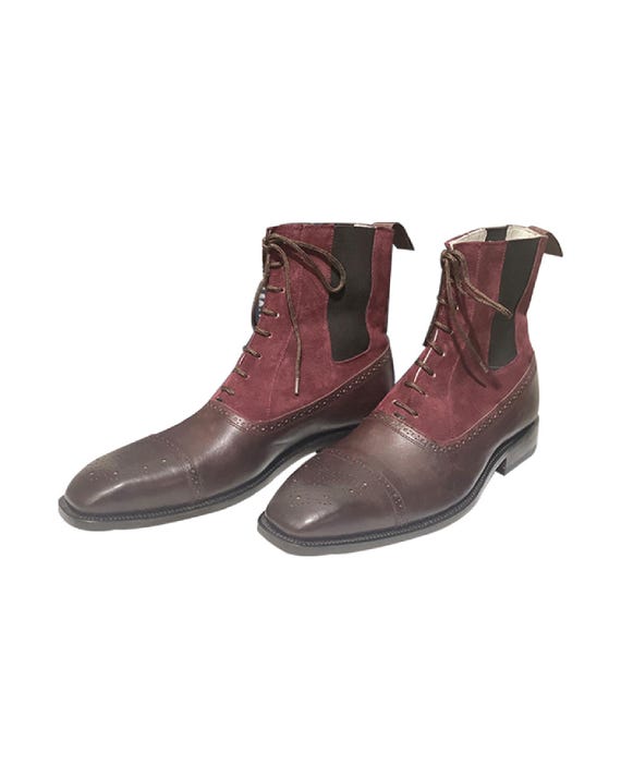 Stivaletti stringati alti alla caviglia in pelle scamosciata e