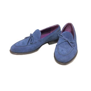 Handmade Men&#39;s Blue Suede Tassel Style, Slip Ons, Loafer Shoes
