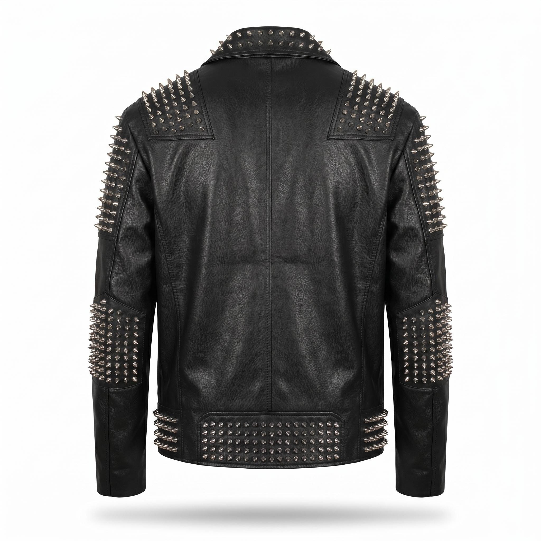 Men Studded Leather Jacket Black Spiked Punk Rock Biker Gothic