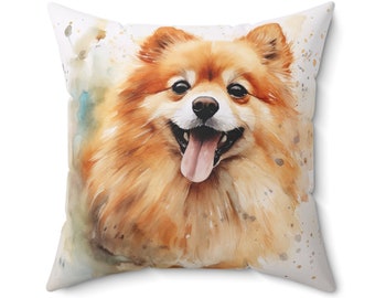 Watercolor Pomeranian Throw Pillow |  16 x 16 throw pillow | 18 x 18 throw pillow | Modern Art Pillow | Dog Pillow | Gifts