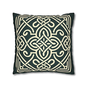 Celtic Decorative Throw Pillow Cover | 16 x 16 Pillow Cover | 18 x 18 Pillow Cover | Dark Green | Gifts