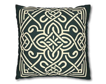 Celtic Decorative Throw Pillow Cover | 16 x 16 Pillow Cover | 18 x 18 Pillow Cover | Dark Green | Gifts