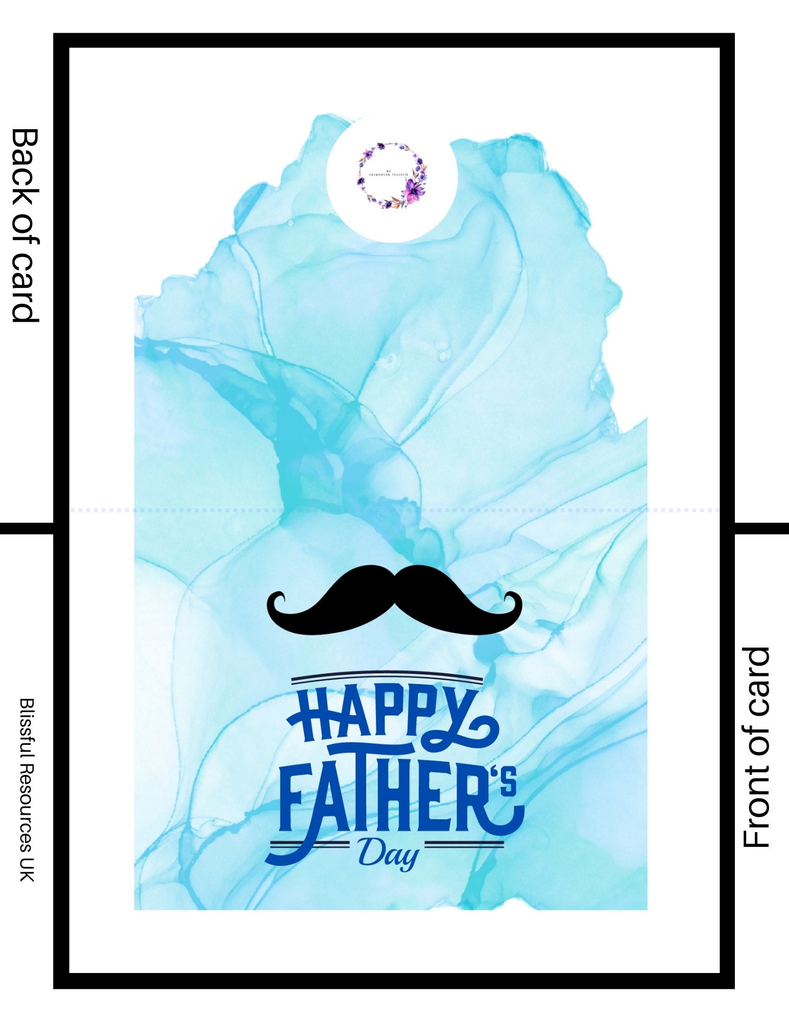 Printable Father's Day Card, Moustache Father's Day Craft Card, Instant ...