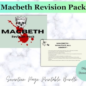 English Literature Macbeth Revision Pack - Key quotes, key themes, context, example sample answer