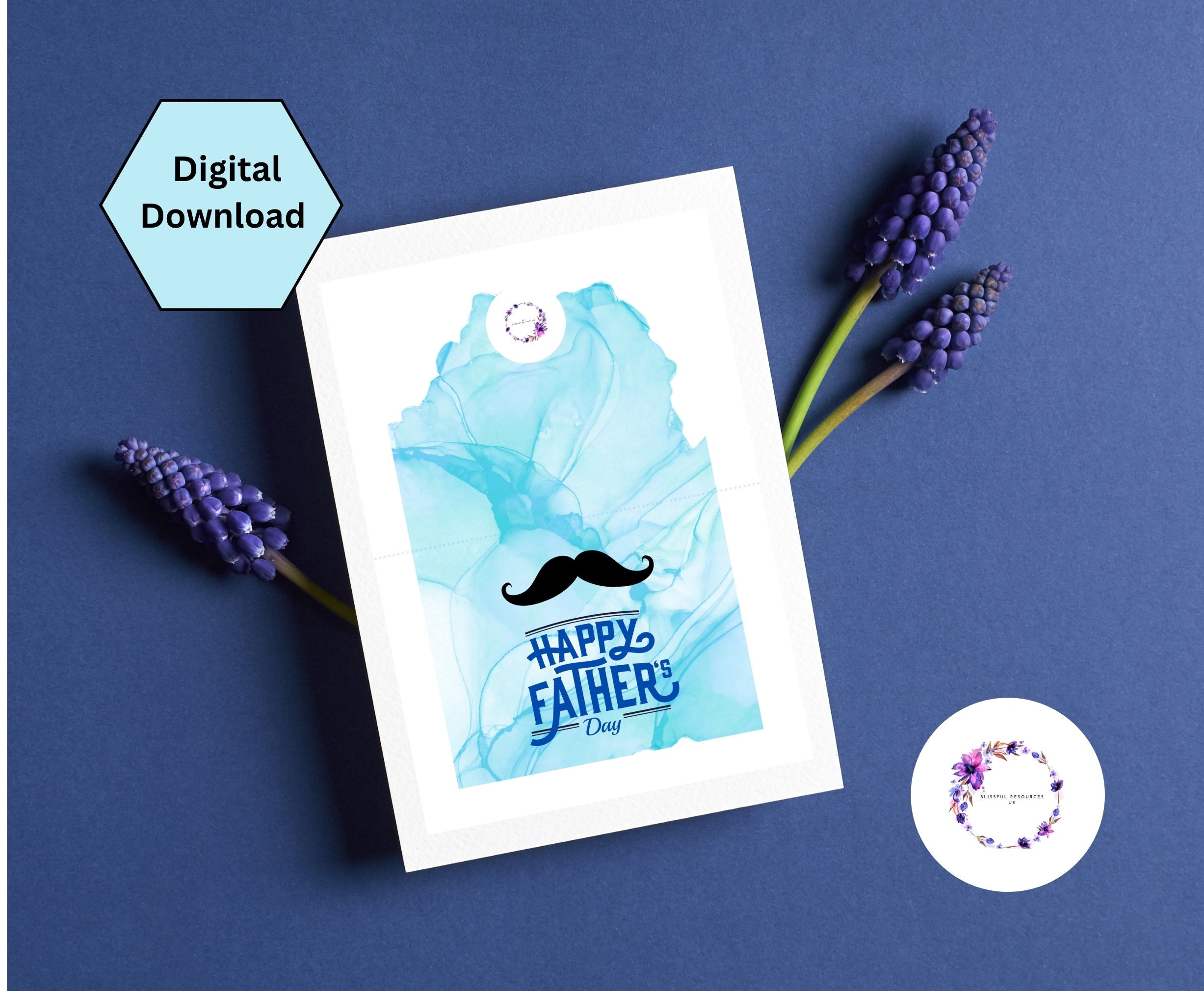 Printable Father's Day Card, Moustache Father's Day Craft Card, Instant ...
