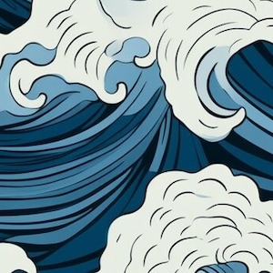 Seamless Waves Digital Art Pattern for Instant Download, Wave Pattern ...