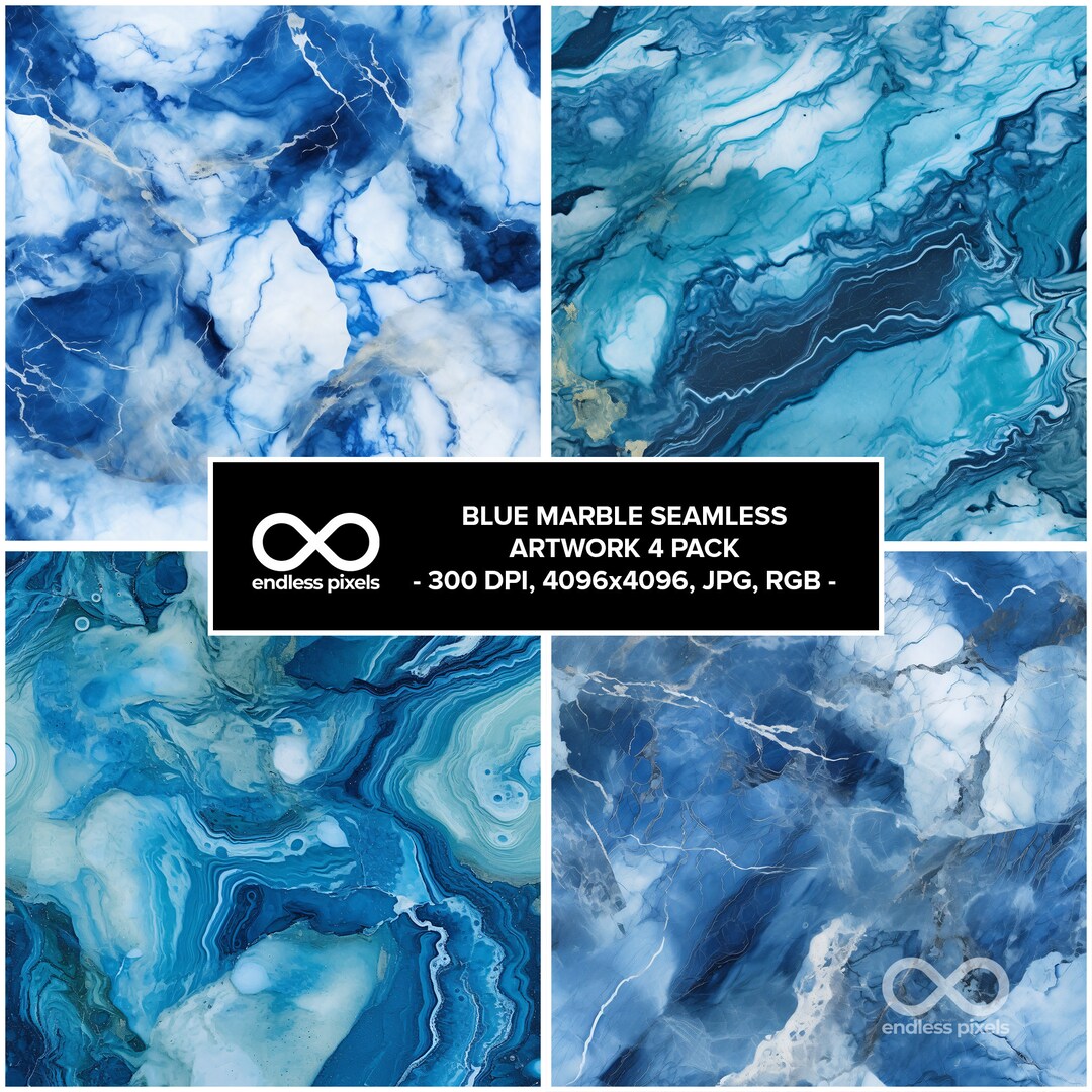 Seamless Blue Digital Marble Art Pattern for Instant Download, Marble ...