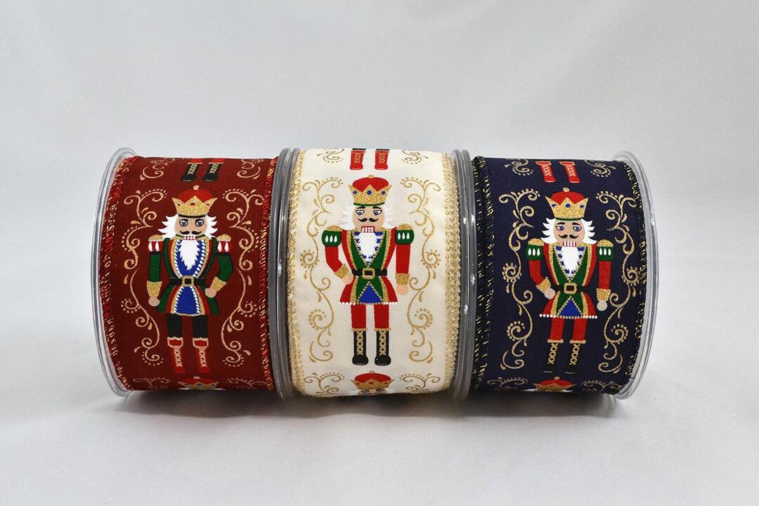 Nutcracker Wired Printed Ribbon 6.7 Cm Christmas Traditional Figure DIY