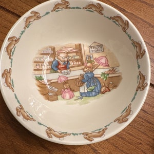 Vintage Bunnykins Playing on The River Porcelain Plate by Royal Doulton - Vintage Kids Bowl / Kitschy Cute / Bunnykins Plate