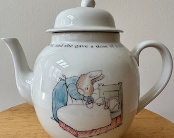 Vintage WEDGEWOOD Peter Rabbit Beatrix Potter Kinder-Teekanne - Made In England - Gebraucht