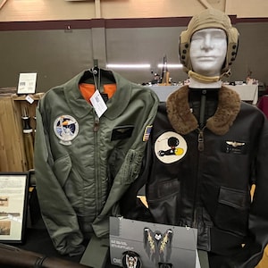 Avirex Leather Bomber Jacket & Flight Jacket w/summer flying helmet