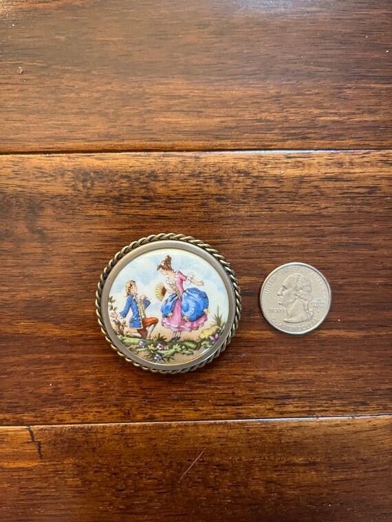 Antique brooch Limoges, handpainted by M. Chabrol… - image 4