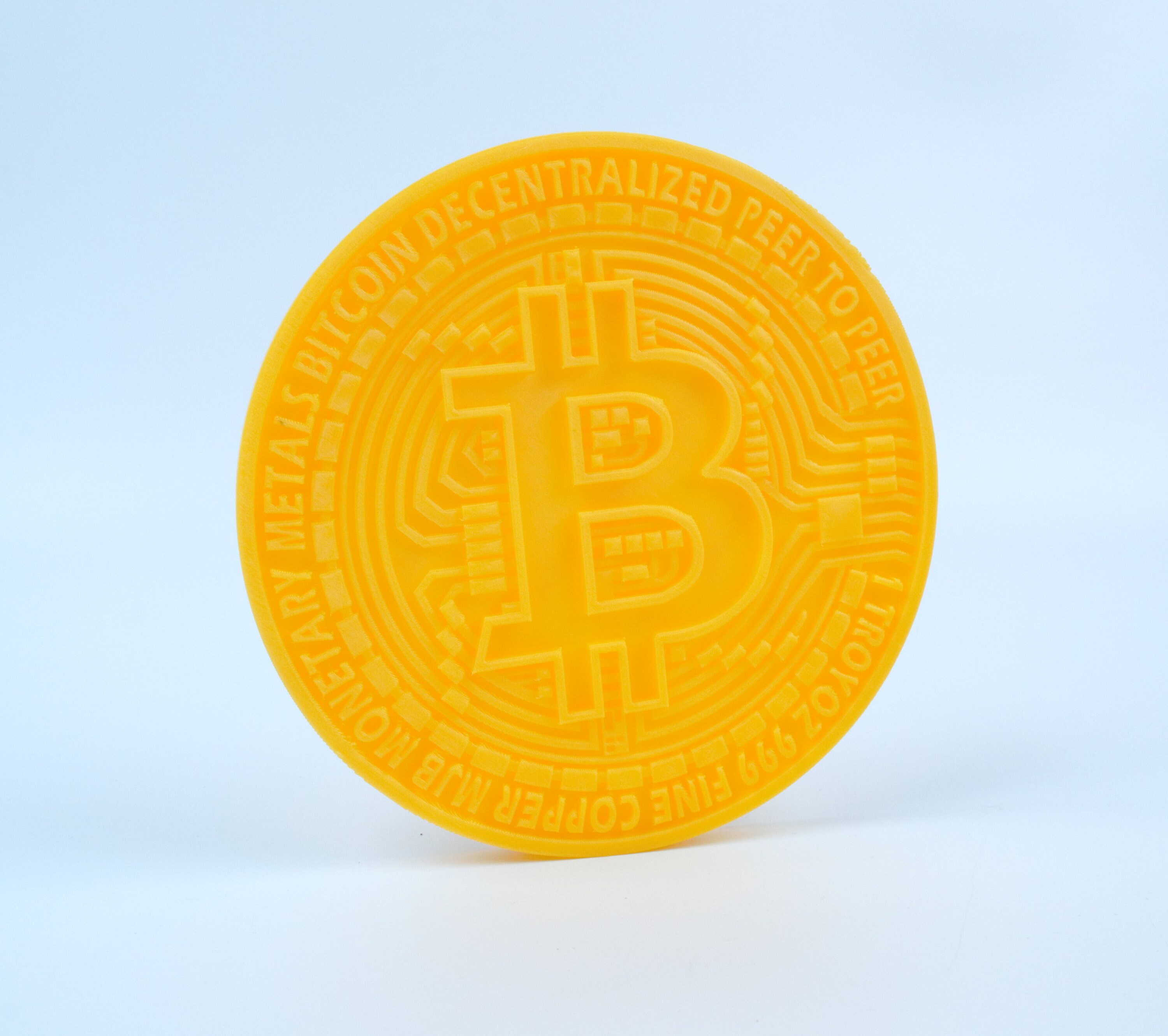 3Dプリントビットコインコイン：黄色の暗号幸運チャーム（13.5 cm） - Etsy 日本