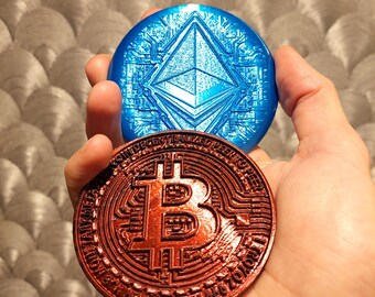 Bitcoin Ethereum Duo Coins 3D Printed