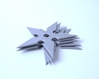 3D Printed Ninja Throwing Star Practice Kit Bundle of 5 Stars Silver Color PLA