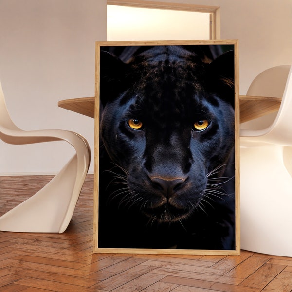 Black Panther Poster Modern Black Panther Print Black Panther Close Up Photography Trendy Big Cats In The Wild Wall Art Panther Wall Décor