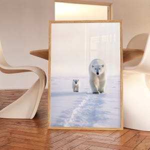 Polar Bear Poster Wildlife Wall Art Polar Bear And Cub Wall Décor Wildlife Photography Print Polar Bear Cub Wall Art Wild Animal Lover Gift