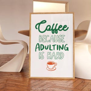 Retro coffee poster, kitchen coffee wall art, espresso poster, cafe corner decor, funny coffee lover gift, coffee quote art print, bar print
