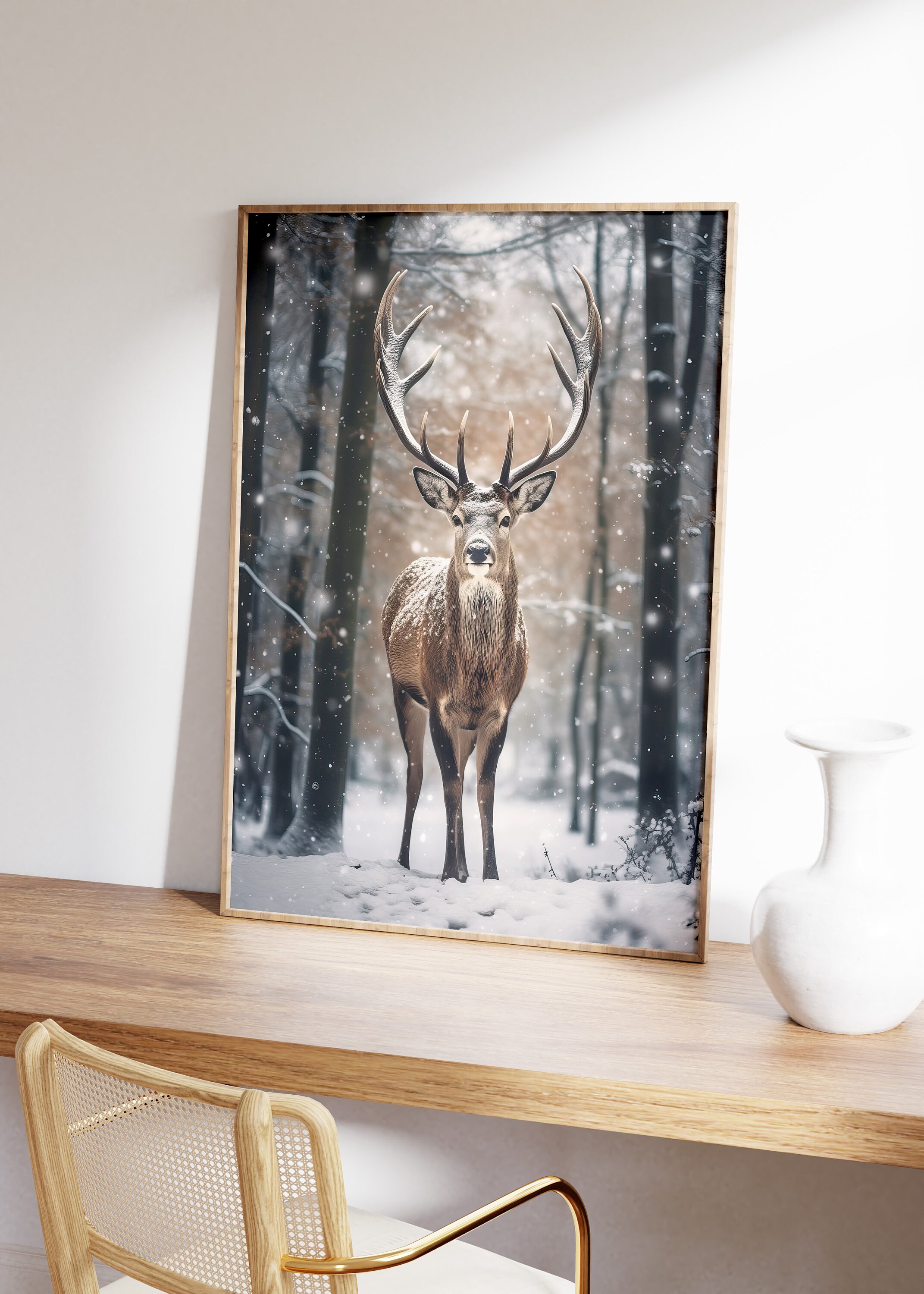 Deer Poster Wildlife Wall Art Male Deer Wall Decor Wildlife Photography Print Deer in Forest