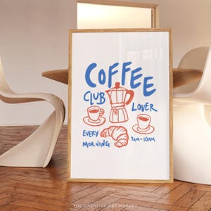 Retro coffee poster, kitchen coffee wall art, espresso poster, cafe corner decor, funny coffee lover gift, coffee quote art print, bar print