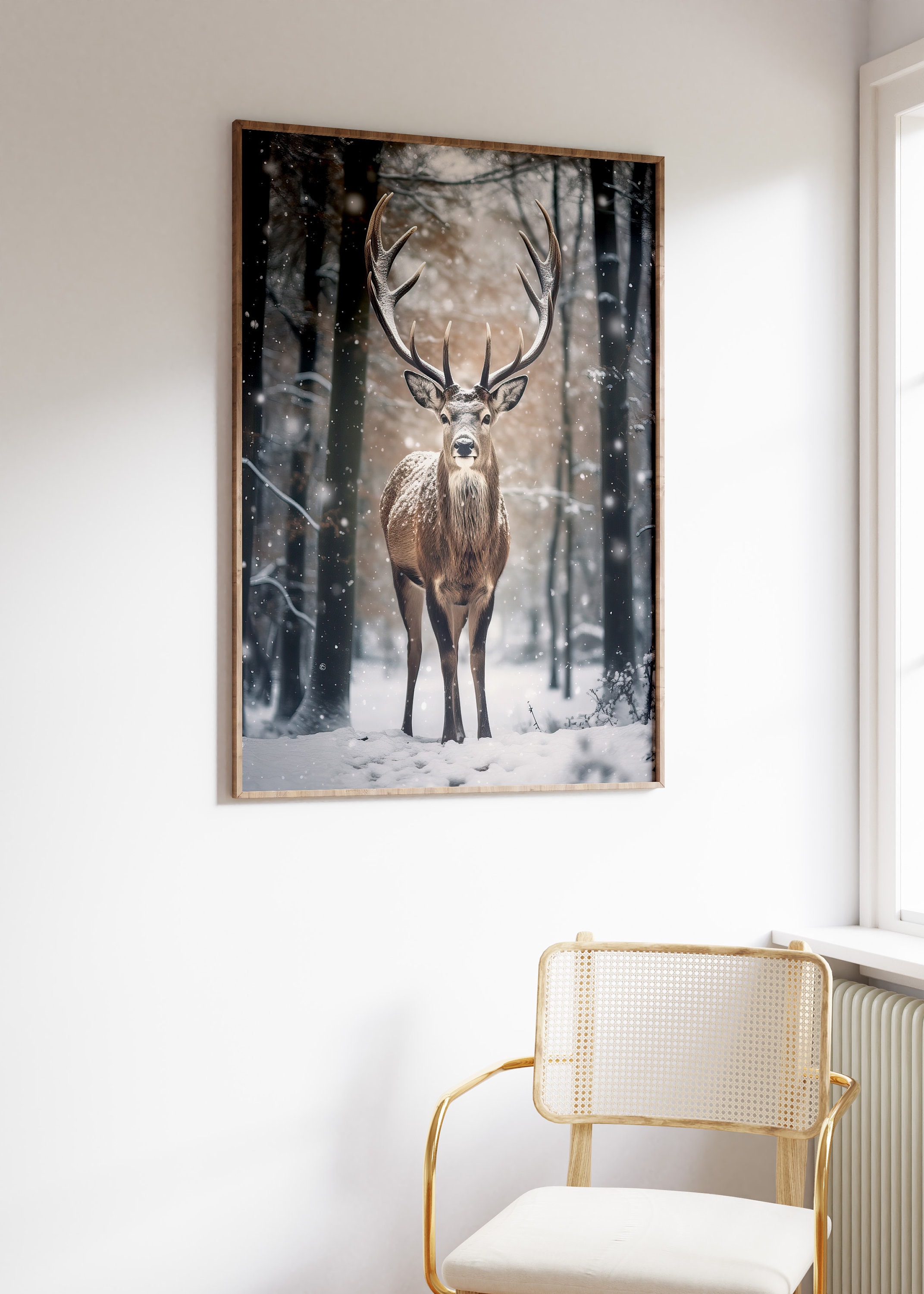 Deer Poster Wildlife Wall Art Male Deer Wall Decor Wildlife Photography Print Deer in Forest