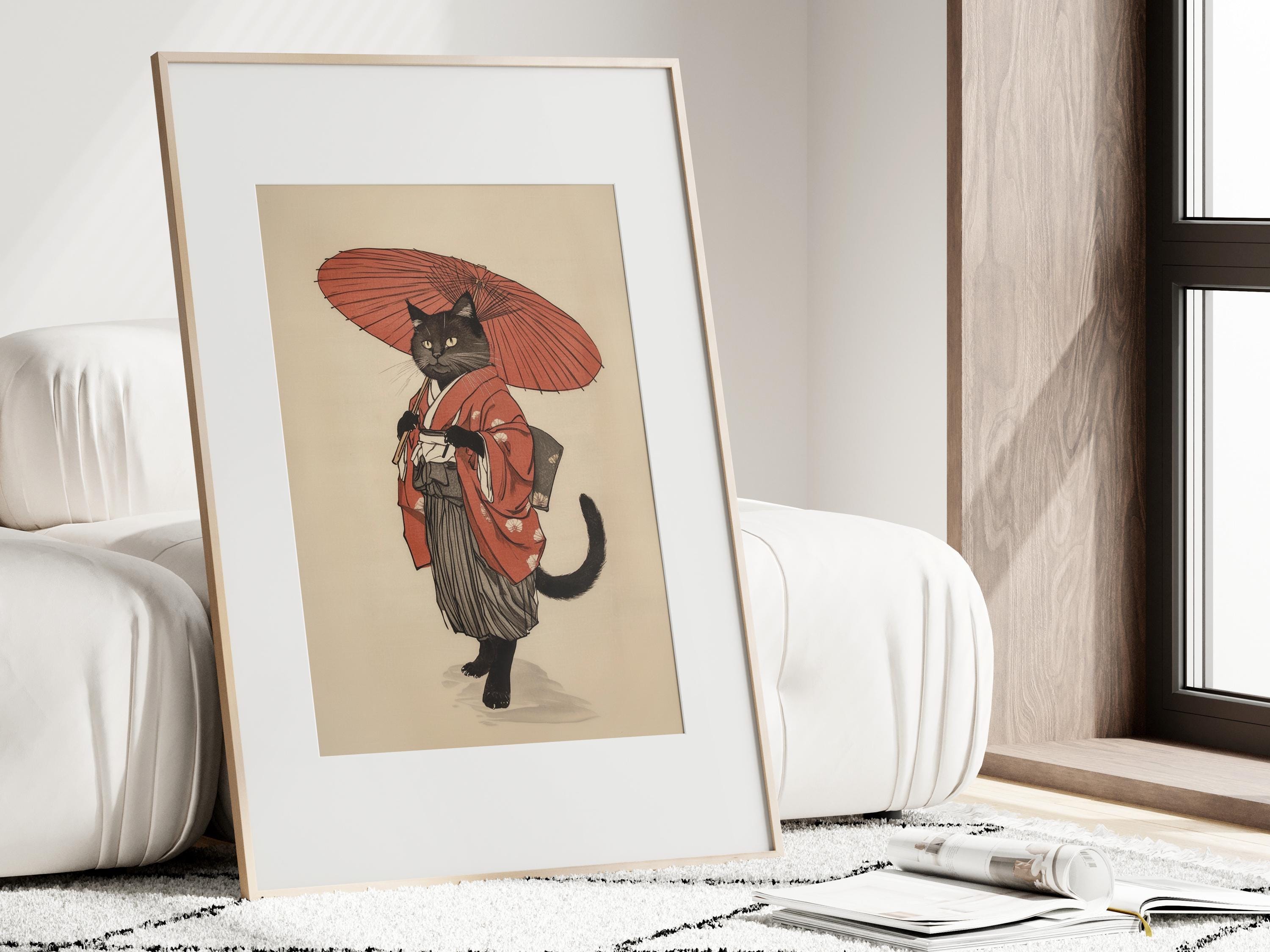 Japanese Cat Printable Art Vintage Cat Poster Inspired Ukiyo-e Artwork ...