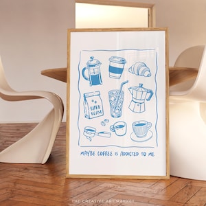 Retro coffee poster, kitchen coffee wall art, espresso poster, cafe corner decor, funny coffee lover gift, coffee quote art print, bar print