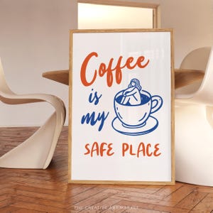 Retro coffee poster, kitchen coffee wall art, espresso poster, cafe corner decor, funny coffee lover gift, coffee quote art print, bar print