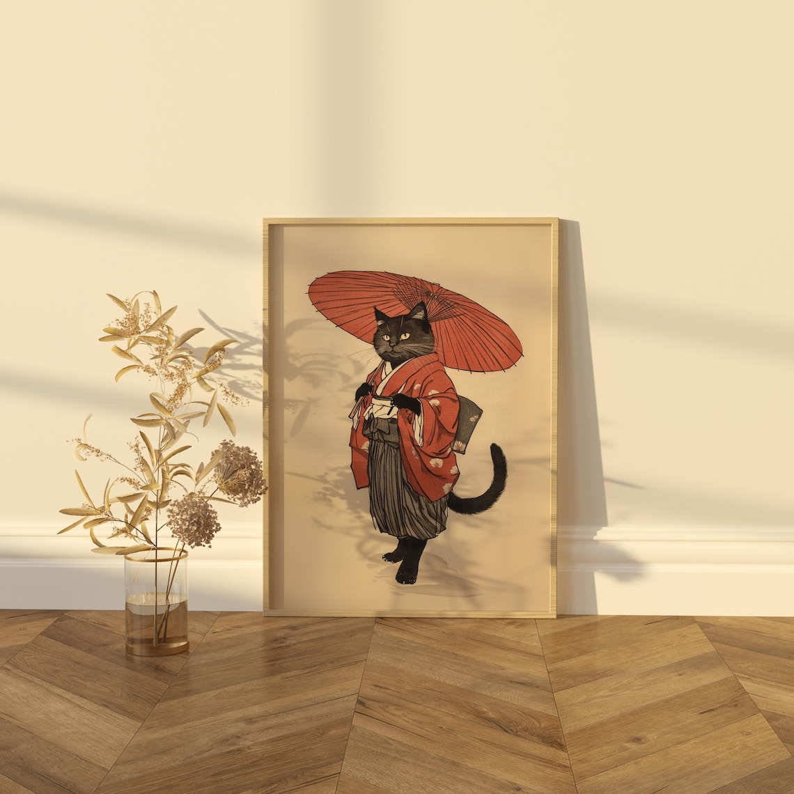 Japanese Cat Printable Art Vintage Cat Poster Inspired Ukiyo-e Artwork ...