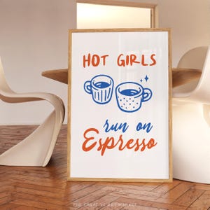 Retro coffee poster, kitchen coffee wall art, espresso poster, cafe corner decor, funny coffee lover gift, coffee quote art print, bar print