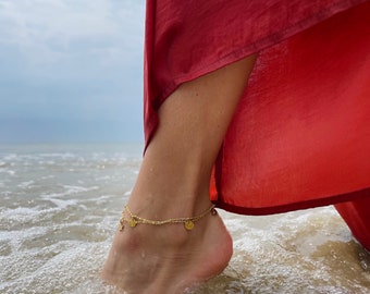 Stainless steel anklet, mini medals