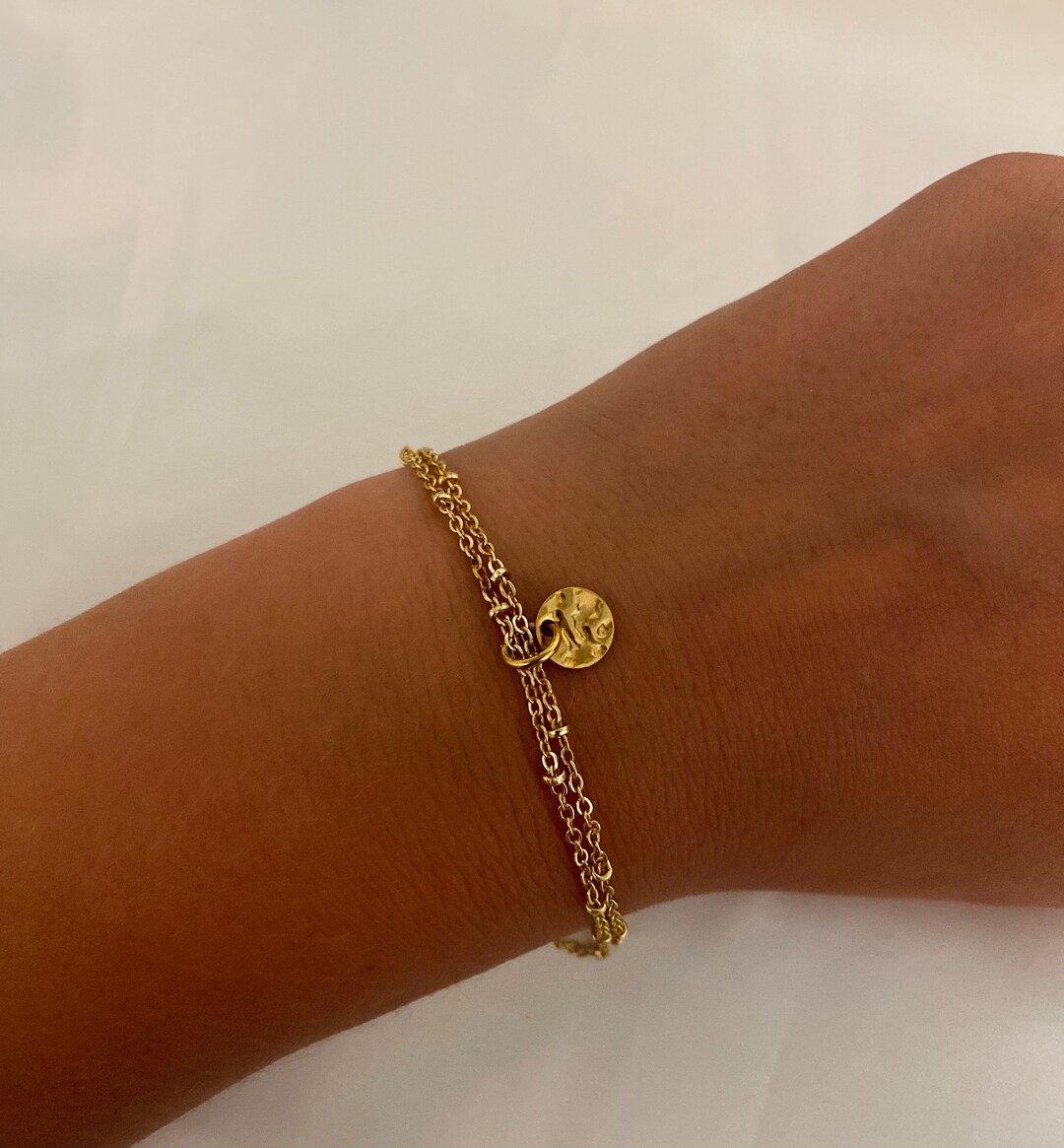 Bracelet Femme 3 Rangs En Acier Inoxydable Doré - Réglable - Neuf Sans Emballage