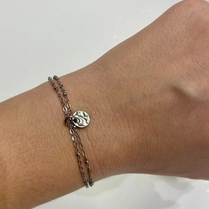 Double row stainless steel bracelet, mini medal image 3