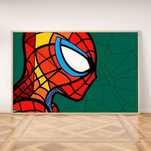 Picasso Style Spider-Man Poster | Abstract Superhero Wall Art | Unique Gift for Comic and Art Lovers
