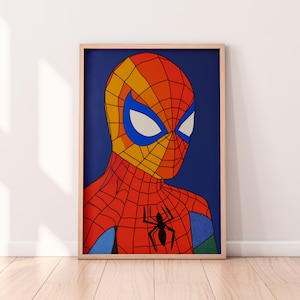 Picasso Style Spider-Man Poster | Abstract Superhero Wall Art | Unique Gift for Comic and Art Lovers