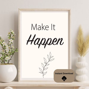 Manténgase positivo Trabaje duro Haga que suceda Carteles imprimibles, archivos SVG y PDF, Cartel imprimible motivacional, Arte de pared de oficina - A4, A5, Carta