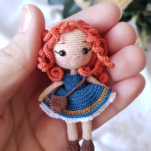 Miniature Amigurumi Merida 7 cm doll, handmade gift, birthday baby, concept baby gift